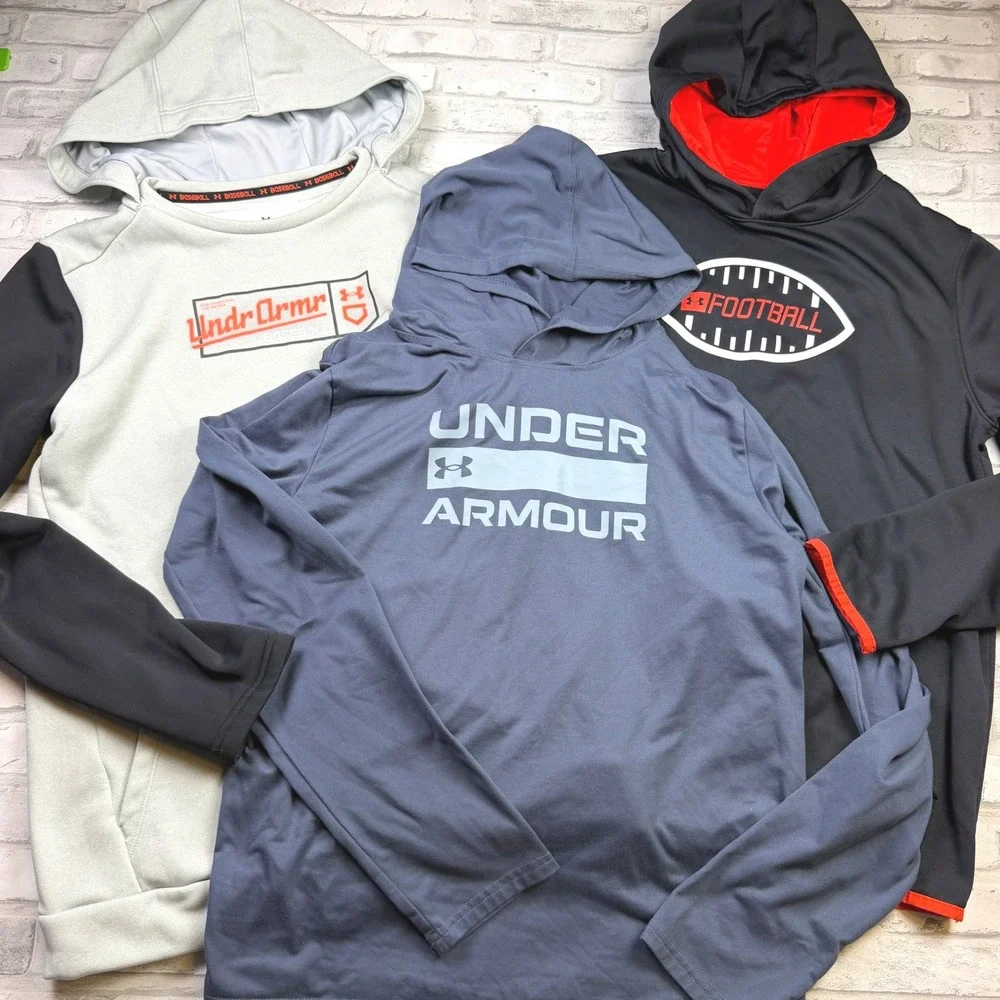 Under Armour Hoodie Lot Boys YXL Blue Black Gray Baseball Football EUC